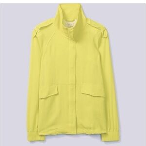 Aritzia Babaton 100% Silk Crepe Jacket Zip Up Yellow Neon Size Medium